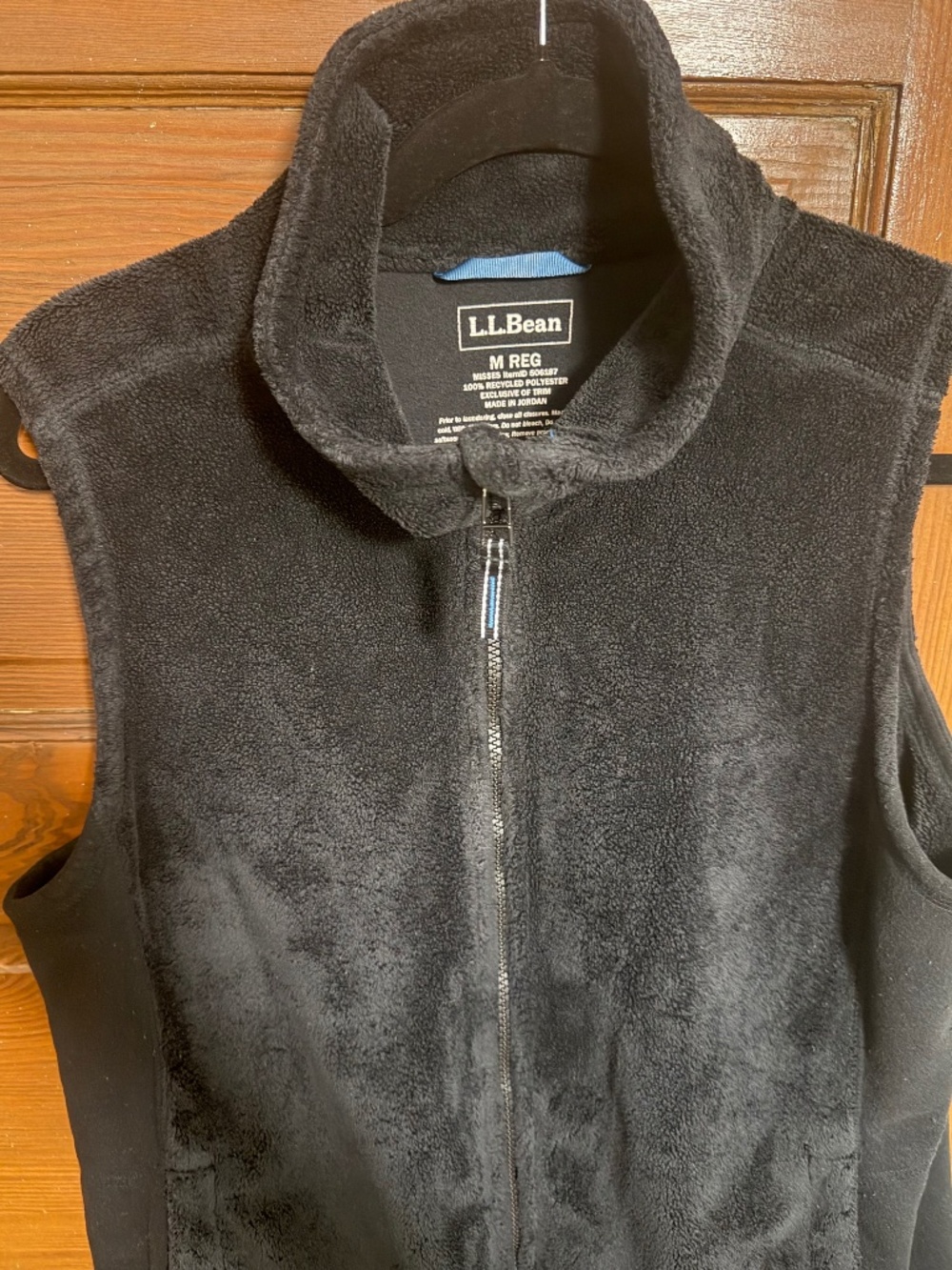 L.L. Bean Black Hi-Pile Fuzzy Fleece Vest Stretch Side Panels M